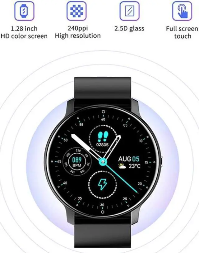 Alt view image 4 of 7 - ZL02 Heart Rate Monitoring Pedometer Smart Watch Silicone Band (Blue) (Blue) Black