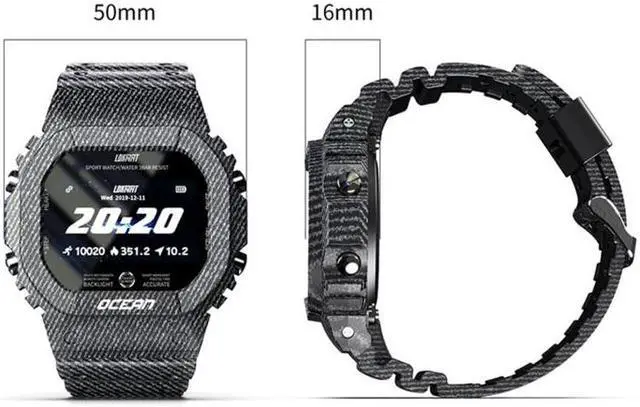 Alt view image 2 of 7 - Lokmat OCEAN 1.14 inch TFT Touch Screen IP68 Waterproof Smart Watch, Support Information Reminder / Sleep Monitor / Sport Record (Camouflage Green)