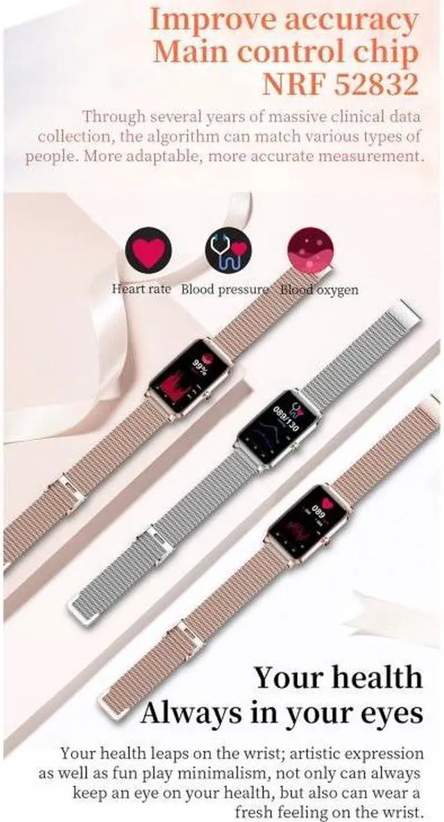 Alt view image 2 of 7 - ZX19 1.45 inch HD Screen Bluetooth 5.0 IP68 Waterproof Women Smart Watch, Support Sleep Monitor / Menstrual Cycle Reminder / Heart Rate Monitor / Blood Oxygen Monitoring, Style: Steel Strap