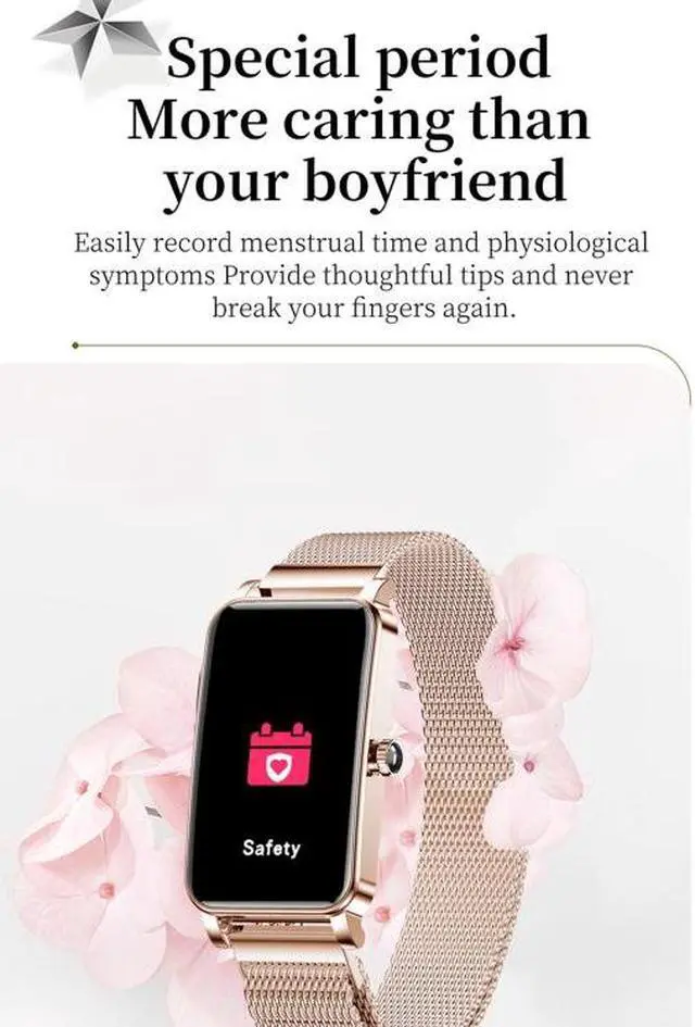 Alt view image 4 of 7 - ZX19 1.45 inch HD Screen Bluetooth 5.0 IP68 Waterproof Women Smart Watch, Support Sleep Monitor / Menstrual Cycle Reminder / Heart Rate Monitor / Blood Oxygen Monitoring, Style: Steel Strap