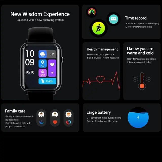 Alt view image 5 of 7 - Q19 Pro IP67 Waterproof 1.69 inch Smartwatch (Silver)