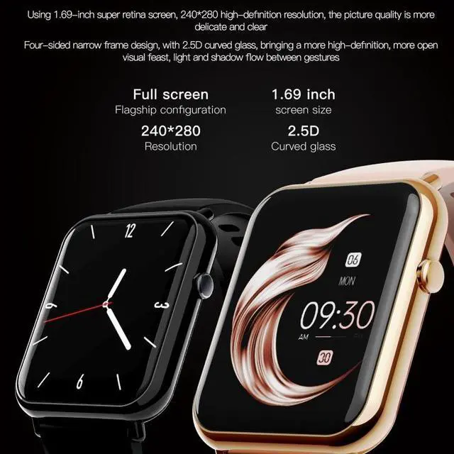 Alt view image 6 of 7 - Q19 Pro IP67 Waterproof 1.69 inch Smartwatch (Silver)