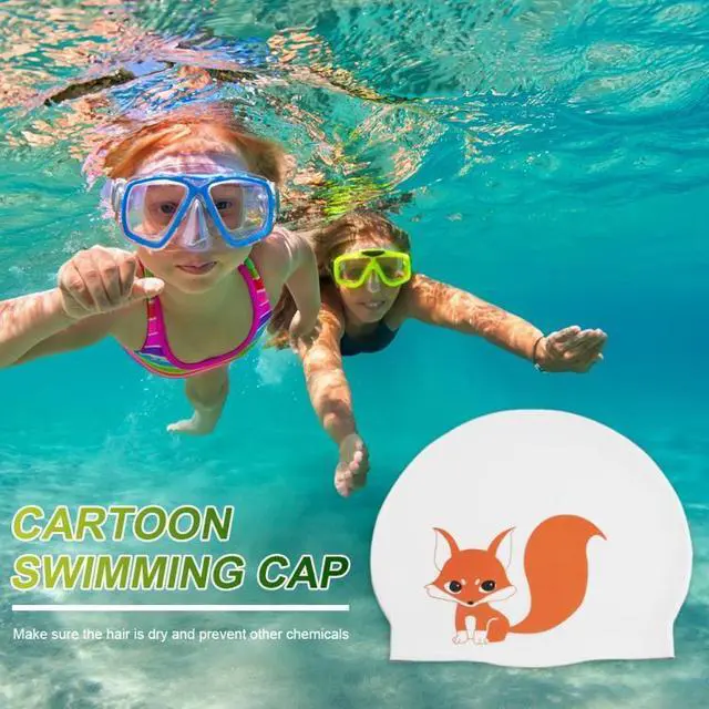 Alt view image 2 of 6 - Hy08 Cute Cartoon Print Silicone Swimming Cap, Spec: Cavaliers cat Cavaliers cat