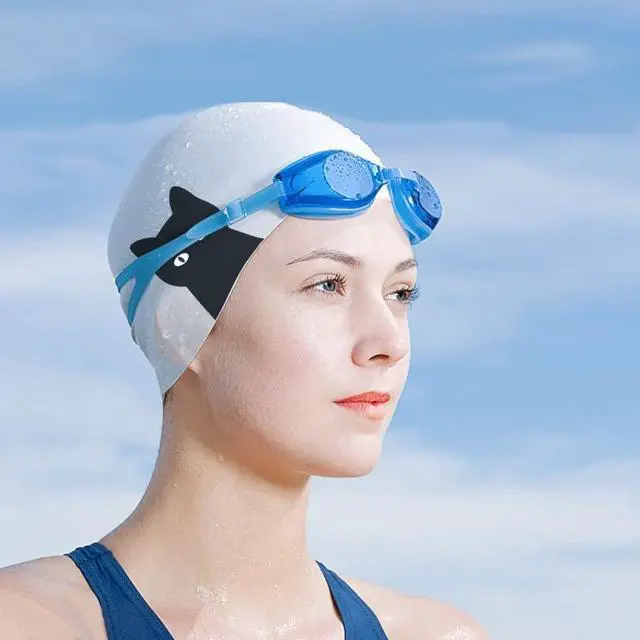 Alt view image 6 of 6 - Hy08 Cute Cartoon Print Silicone Swimming Cap, Spec: Cavaliers cat Cavaliers cat