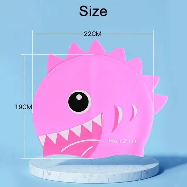 Alt view image 2 of 7 - HAIZID Cute Cartoon Waterproof Silicone Children Swimming Cap HAIZID (Fish Blue Pink) (Fish Blue Pink) Black