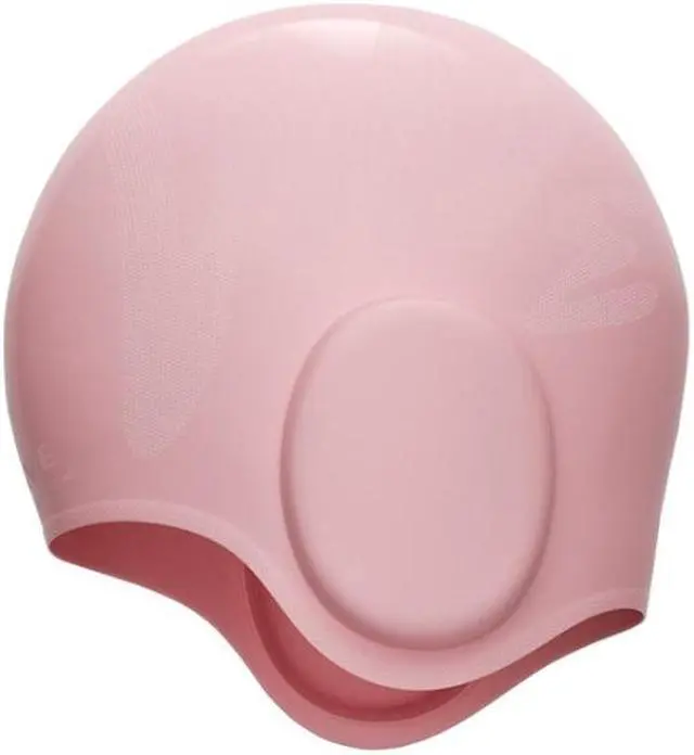 Main image of WAVE Waterproof Solid Color Ear Guard Silicone Swimming Cap, Color: Pink Pink