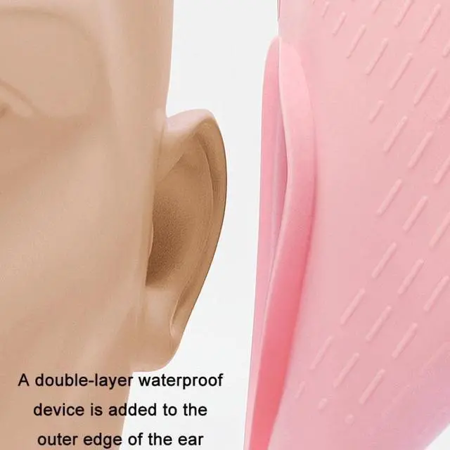 Alt view image 4 of 7 - WAVE Waterproof Solid Color Ear Guard Silicone Swimming Cap, Color: Pink Pink