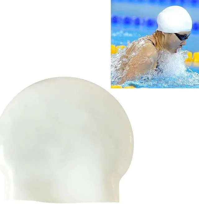 Main image of Glossy Seamless Pure Silicone High Elasticity Professional Swimming Cap Glossy Seamless (White) (White)