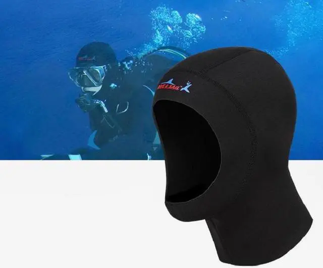 Main image of DIVE & SAIL DH-002 1mm Men and Women Swimming Caps Sunscreen Diving Cap Surfing Diving Headgear 1MM Size: M (Black)