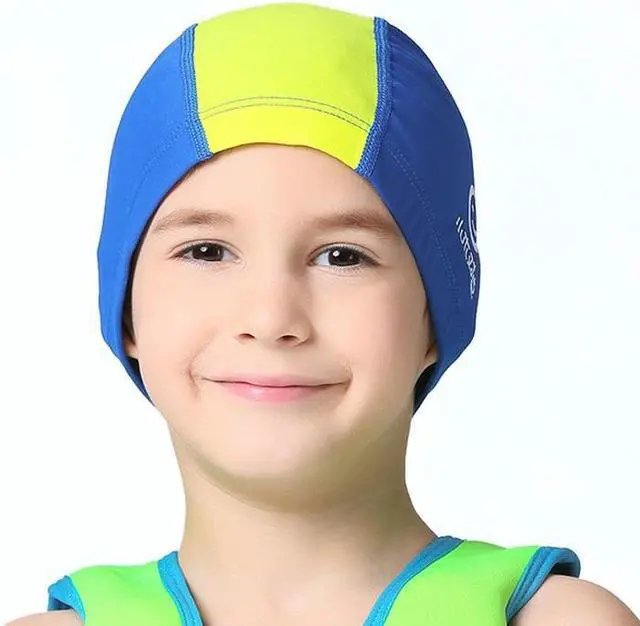Alt view image 3 of 7 - 1101 Middle Age Children Deepen Summer Sun Protection Swimming Caps 1101 (Yellow) (Yellow)