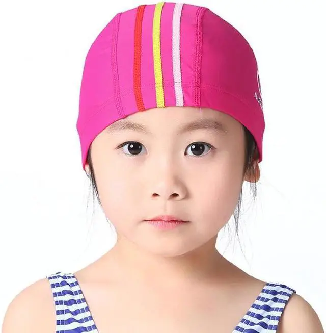 Alt view image 4 of 7 - 1101 Middle Age Children Deepen Summer Sun Protection Swimming Caps 1101 (Yellow) (Yellow)