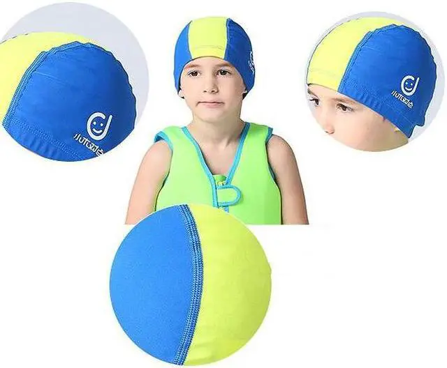 Alt view image 6 of 7 - 1101 Middle Age Children Deepen Summer Sun Protection Swimming Caps 1101 (Yellow) (Yellow)