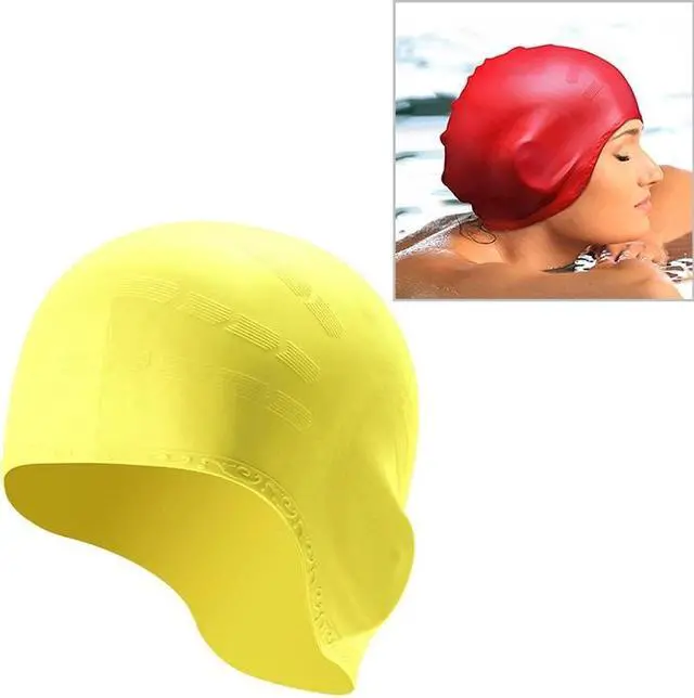 Main image of Silicone Ear Protection Waterproof Swimming Cap for Adults with Long Hair Long Hair Swimming Cap(Yellow) (Yellow)