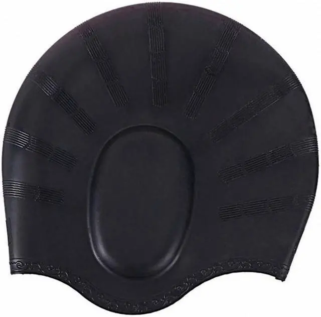 Alt view image 2 of 7 - Silicone Ear Protection Waterproof Swimming Cap for Adults with Long Hair Long Hair Swimming Cap(Red) (Red)