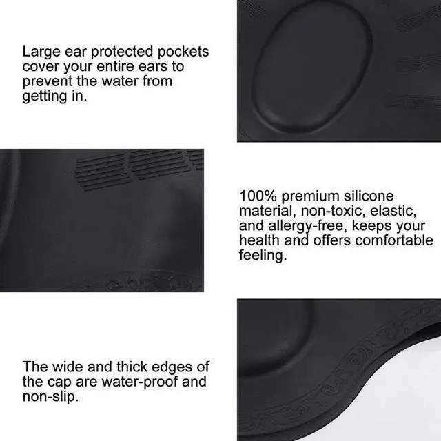 Alt view image 3 of 7 - Silicone Ear Protection Waterproof Swimming Cap for Adults with Long Hair Long Hair Swimming Cap(Red) (Red)