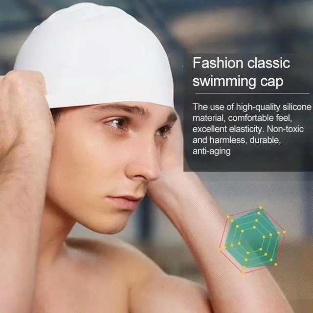 Alt view image 5 of 7 - Glossy Seamless Pure Silicone High Elasticity Professional Swimming Cap Glossy Seamless (Pink) (Pink)