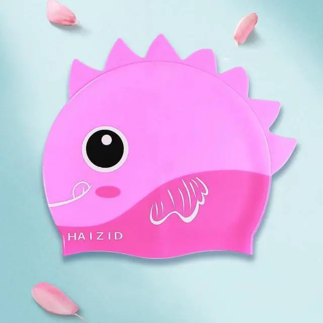 Main image of HAIZID Cute Cartoon Waterproof Silicone Children Swimming Cap HAIZID (Fish Scales Rose Red Pink) (Fish Scales Rose Red Pink)