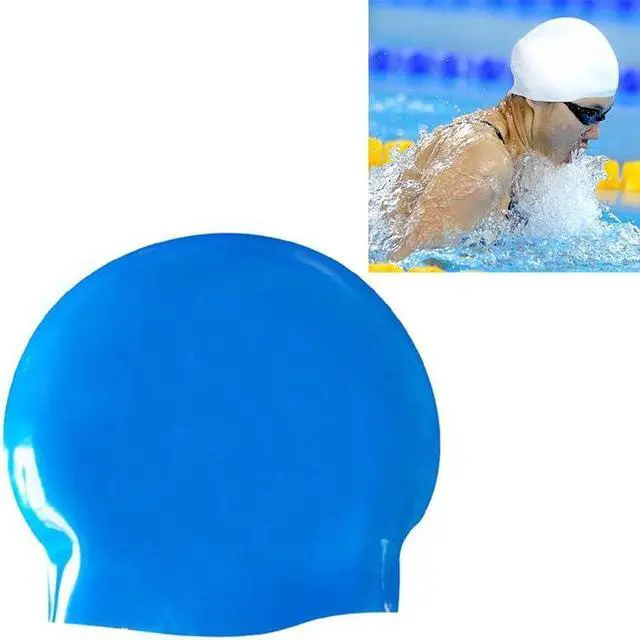 Main image of Glossy Seamless Pure Silicone High Elasticity Professional Swimming Cap Glossy Seamless (Blue) (Blue) Black