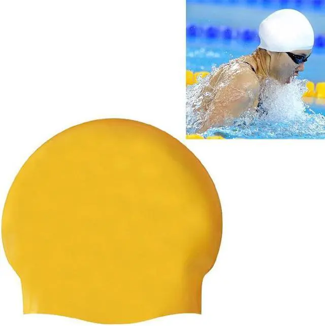 Main image of Glossy Seamless Pure Silicone High Elasticity Professional Swimming Cap Glossy Seamless (Yellow) (Yellow)