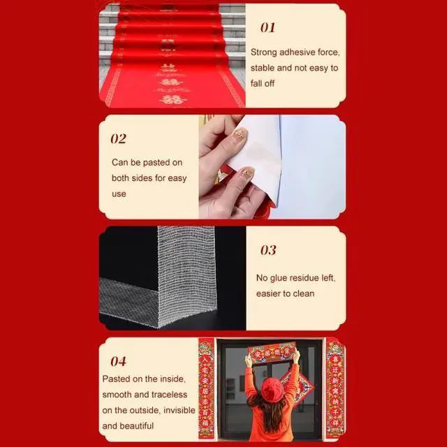 Alt view image 3 of 5 - 15mm Width x 10m Long Spring Couplets Double-sided Tape Seamless Wedding Decoration Tape (Blessing Word)