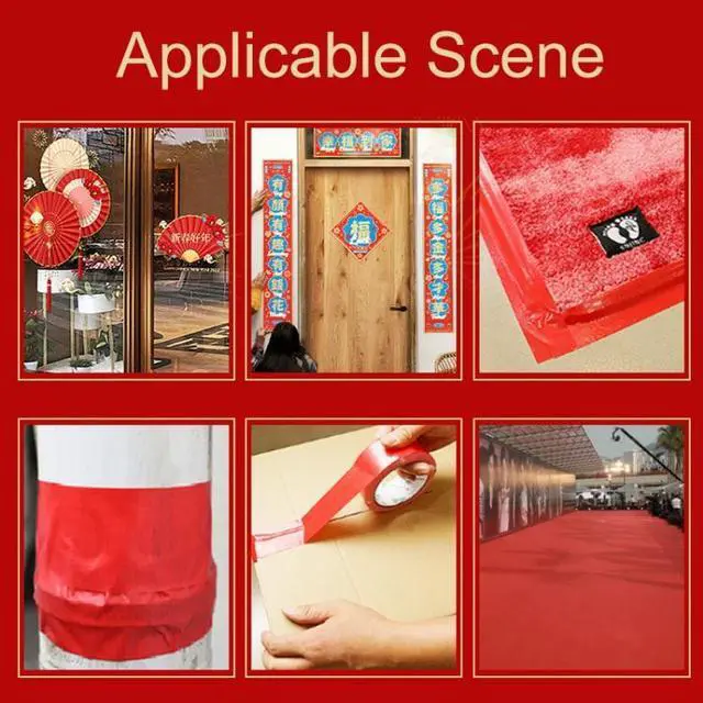 Alt view image 5 of 5 - 15mm Width x 10m Long Spring Couplets Double-sided Tape Seamless Wedding Decoration Tape (Blessing Word)