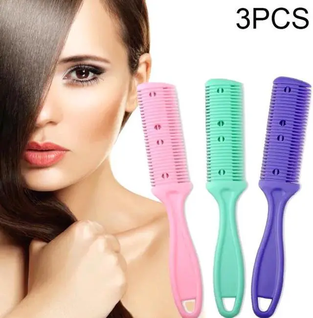 Main image of 3pcs Hair Tools Double-sided Knife Hair Comb Hair Bangs Trimmer Thinning Device Hair Clipper,  Random Color Delivery (Style 1)
