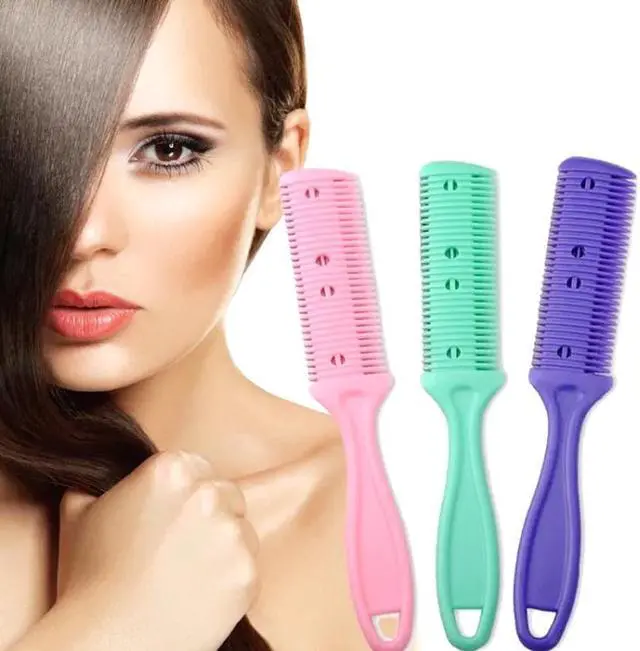 Alt view image 2 of 5 - 3pcs Hair Tools Double-sided Knife Hair Comb Hair Bangs Trimmer Thinning Device Hair Clipper,  Random Color Delivery (Style 1)