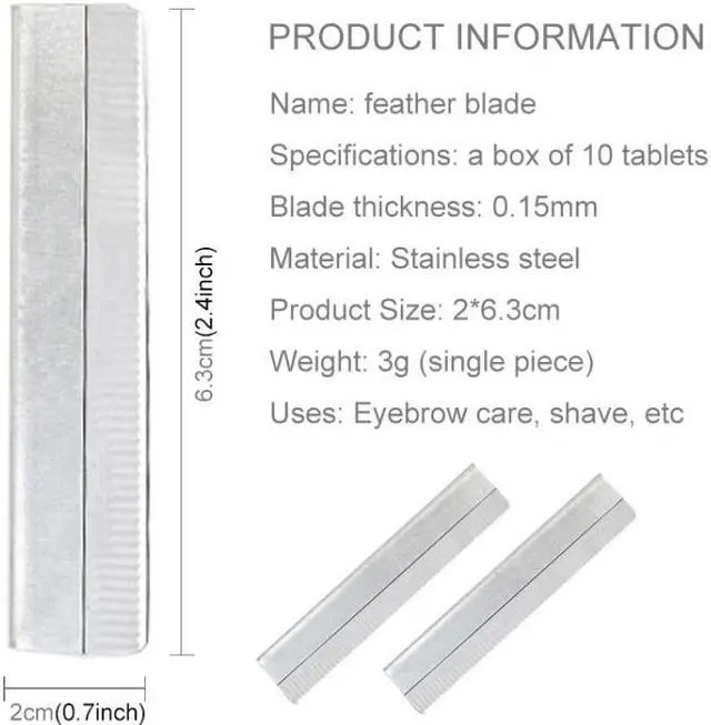 Alt view image 4 of 5 - 10 PCS Professional Hairdressing Tools Scraper Blade Eyebrow Trimmer Shaving Scratching Hair Feather Blade(Silver)