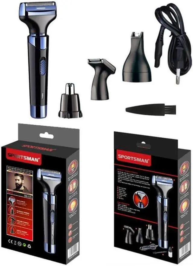 Alt view image 7 of 7 - Sportsman SM-526 4 In 1 Electric Shaver To Shave Nose Hair Lettering And Sideburn Trimmer, Product specifications: USB USB