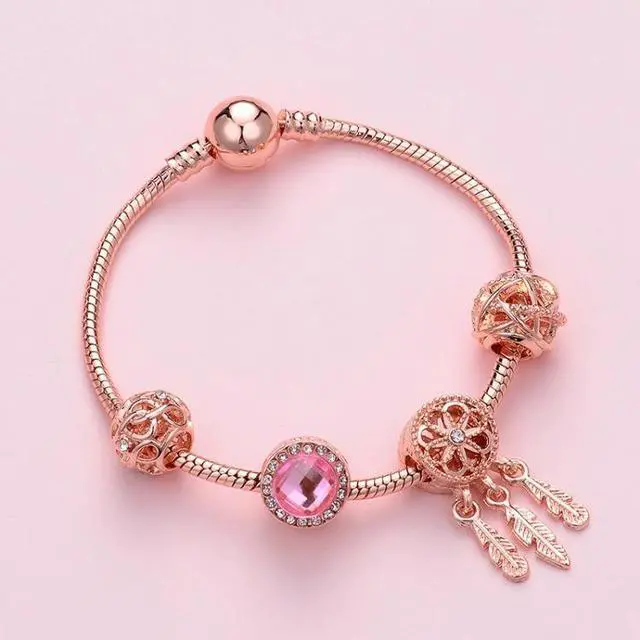 Main image of SL136 20cm Women Rose Gold Beaded Bracelet SL136 20cm