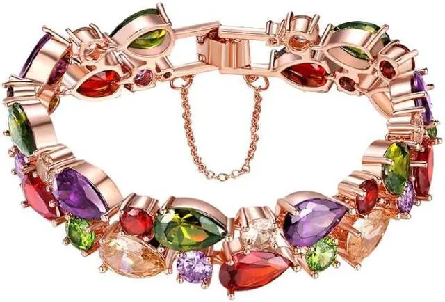 Main image of 17cm Fashion Mona Lisa Rose Gold Colorful Zircon Bead Bracelets