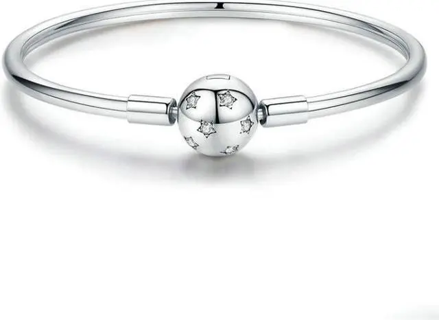 Main image of S925 Sterling Silver Star Bracelet DIY Beaded Bracelet 17cm