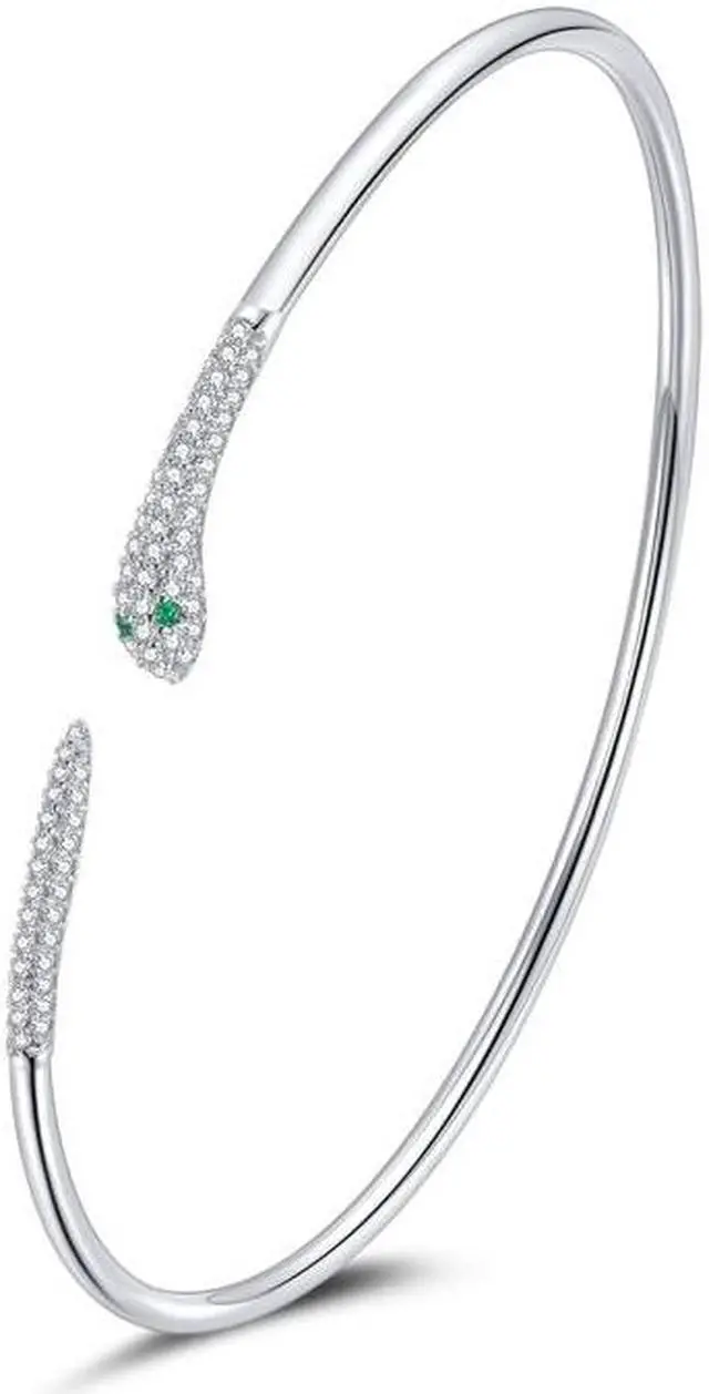 Main image of S925 Sterling Silver Snake Open Bracelet  Women Jewelry