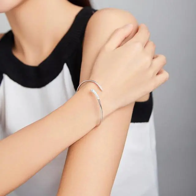 Alt view image 7 of 7 - S925 Sterling Silver Snake Open Bracelet  Women Jewelry