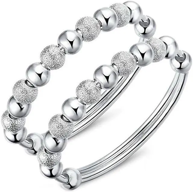Main image of 2 PCS Ladies Round Transfer Beads Vera Bracelet (Silver)