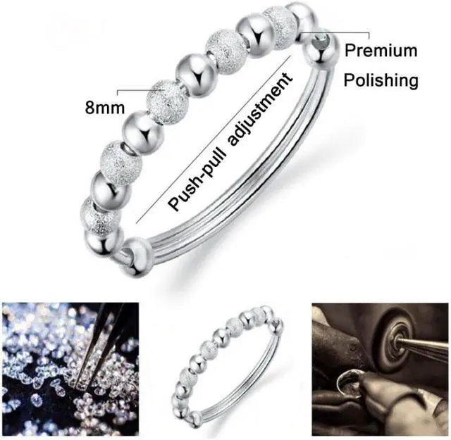 Alt view image 2 of 4 - 2 PCS Ladies Round Transfer Beads Vera Bracelet (Silver)