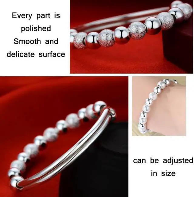 Alt view image 3 of 4 - 2 PCS Ladies Round Transfer Beads Vera Bracelet (Silver)