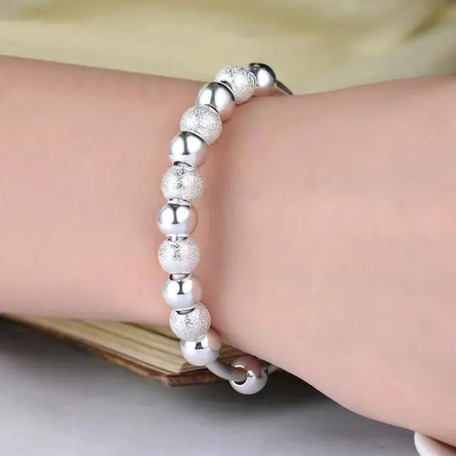 Alt view image 4 of 4 - 2 PCS Ladies Round Transfer Beads Vera Bracelet (Silver)