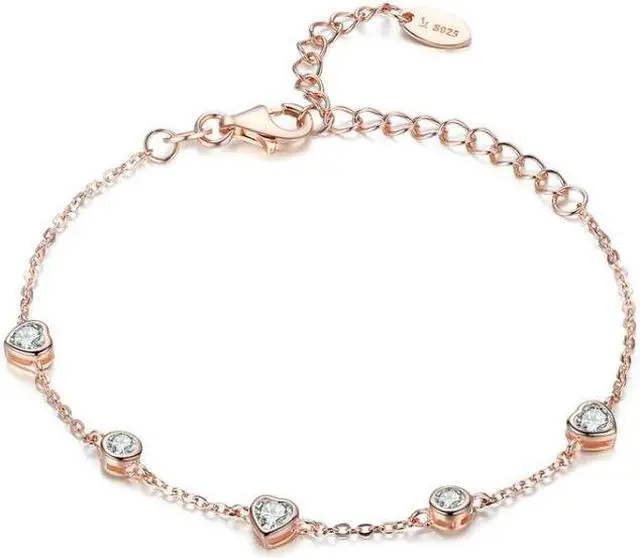 Main image of Rose Gold Plated Zircon Bracelet S925 Sterling Silver Female Bracelet SCB097