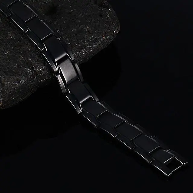Alt view image 3 of 6 - Europe and America Style Fashion Men Jewelry Stainless Steel + Black Plating Magnetic Health Bracelet, Size: 12mm*22cm (Black)