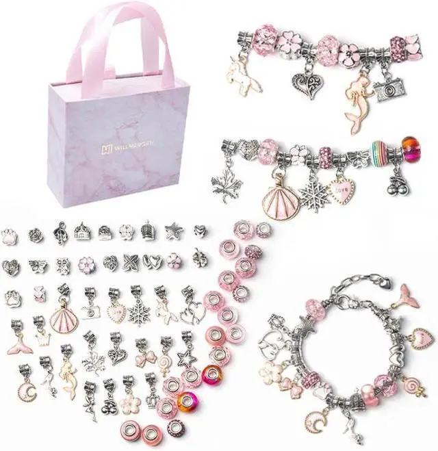 Main image of 63 In 1 Cartoon DIY Handmade Jewelry Children Hand Chain Bracelet 63 In 1(Pink) (Pink)