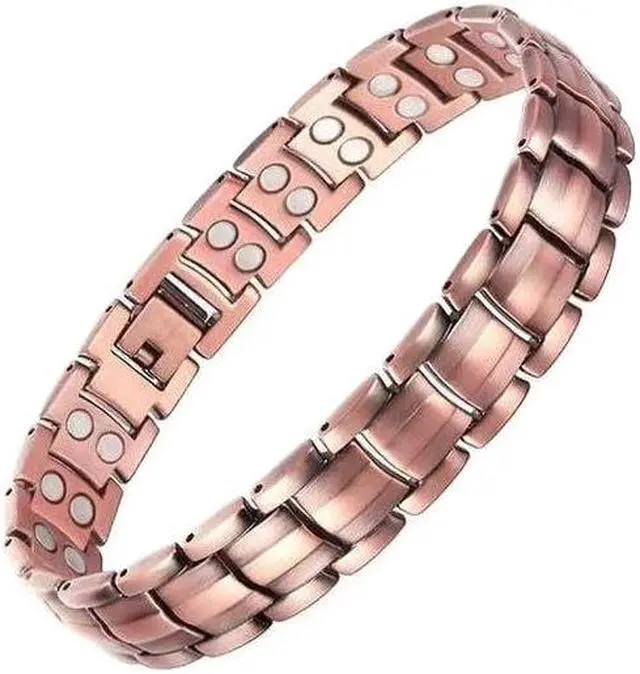 Main image of Double Row Magnet Magnetic Therapy Bracelet For Men, Colour: Bronze Full Magnet Bronze Full Magnet