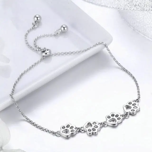 Alt view image 2 of 5 - Cute Pet Claw Mark Bracelet S925 Sterling Silver Animal Drip Bracelet SCB096
