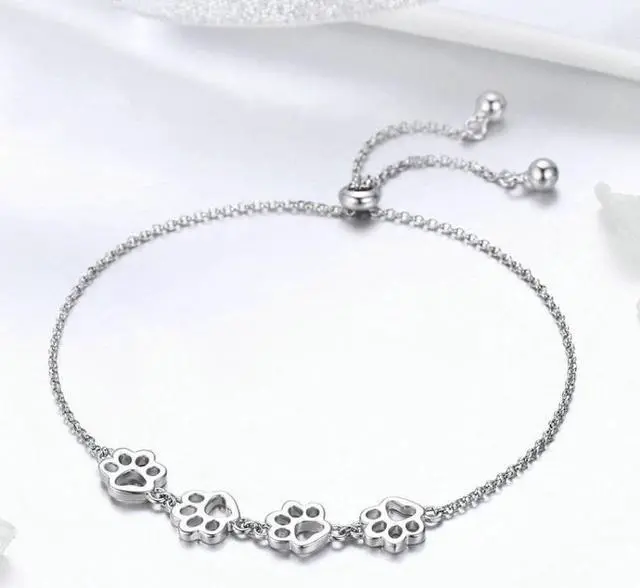 Alt view image 3 of 5 - Cute Pet Claw Mark Bracelet S925 Sterling Silver Animal Drip Bracelet SCB096