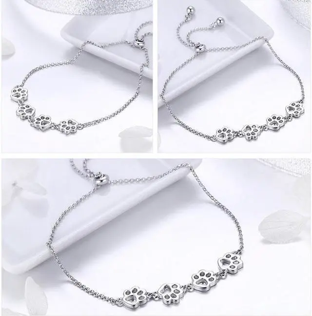Alt view image 4 of 5 - Cute Pet Claw Mark Bracelet S925 Sterling Silver Animal Drip Bracelet SCB096