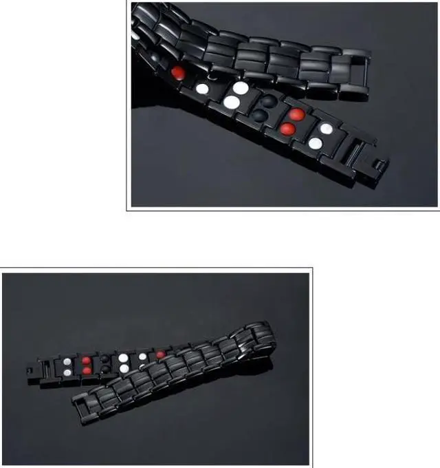 Alt view image 3 of 6 - Double Row Magnet Magnetic Therapy Bracelet For Men, Colour: Black Black