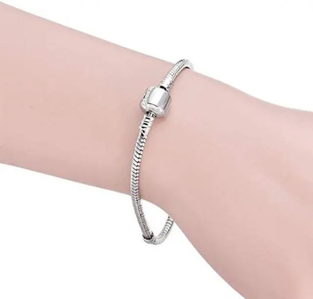 Alt view image 5 of 6 - Silver Snake Chain Link Bracelet, Length:20cm (Silver Plated)