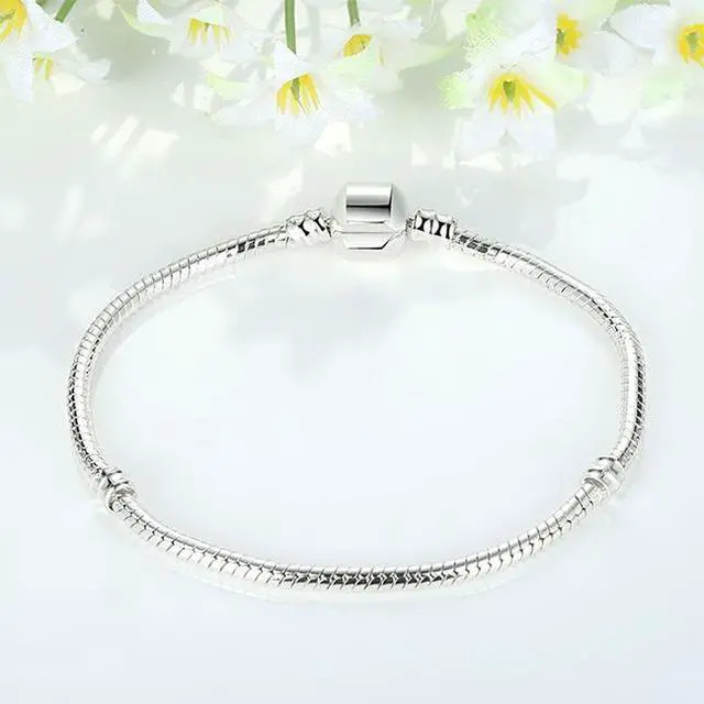 Alt view image 6 of 6 - Silver Snake Chain Link Bracelet, Length:20cm (Silver Plated)