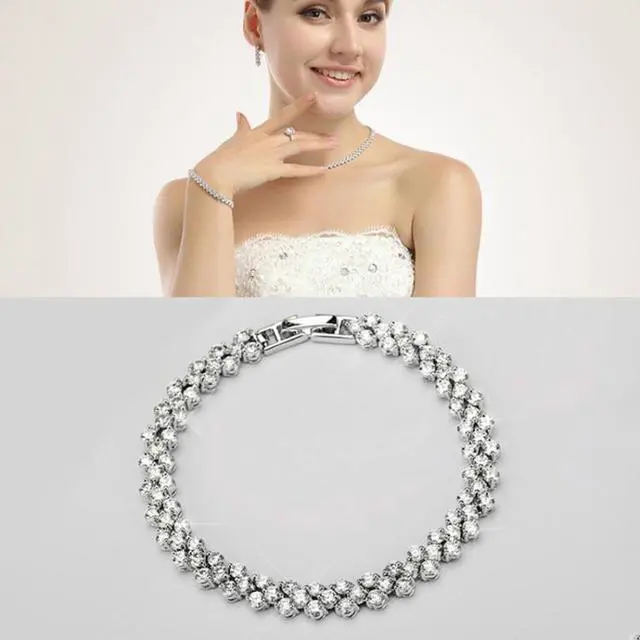 Main image of 17cm Fashion Zircon Encrusted Roman Bracelets Platinum-plated Bracelet Jewelry