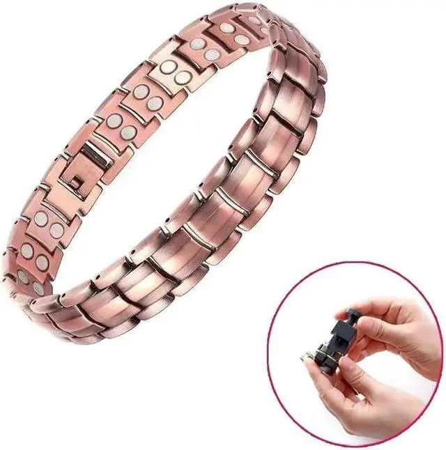 Alt view image 6 of 6 - Double Row Magnet Magnetic Therapy Bracelet For Men, Colour: Bronze Full Magnet Bronze Full Magnet